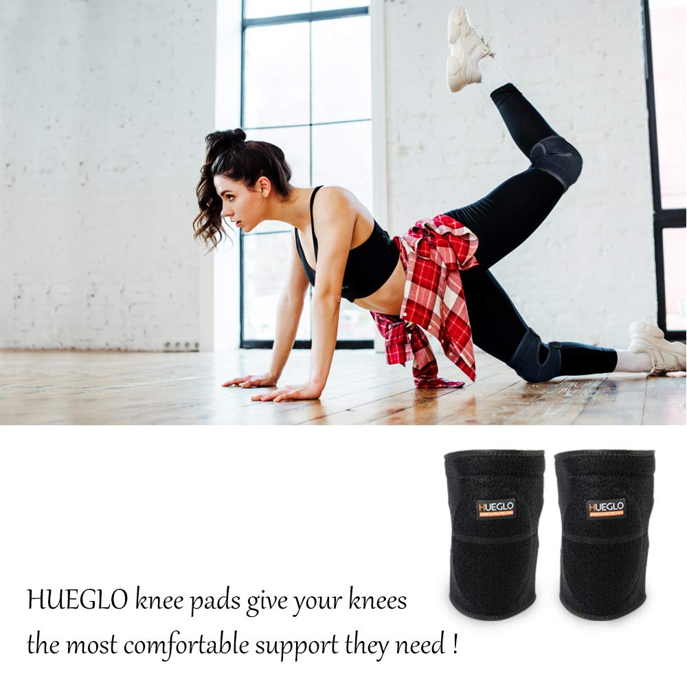 HUEGLO Protective Knee Pads for Dancers,Volleyball Knee Pad for Girls,Soft Sponge Knee Pads for Avoid Floor Burns & Bruising,1Pair,Black,Medium