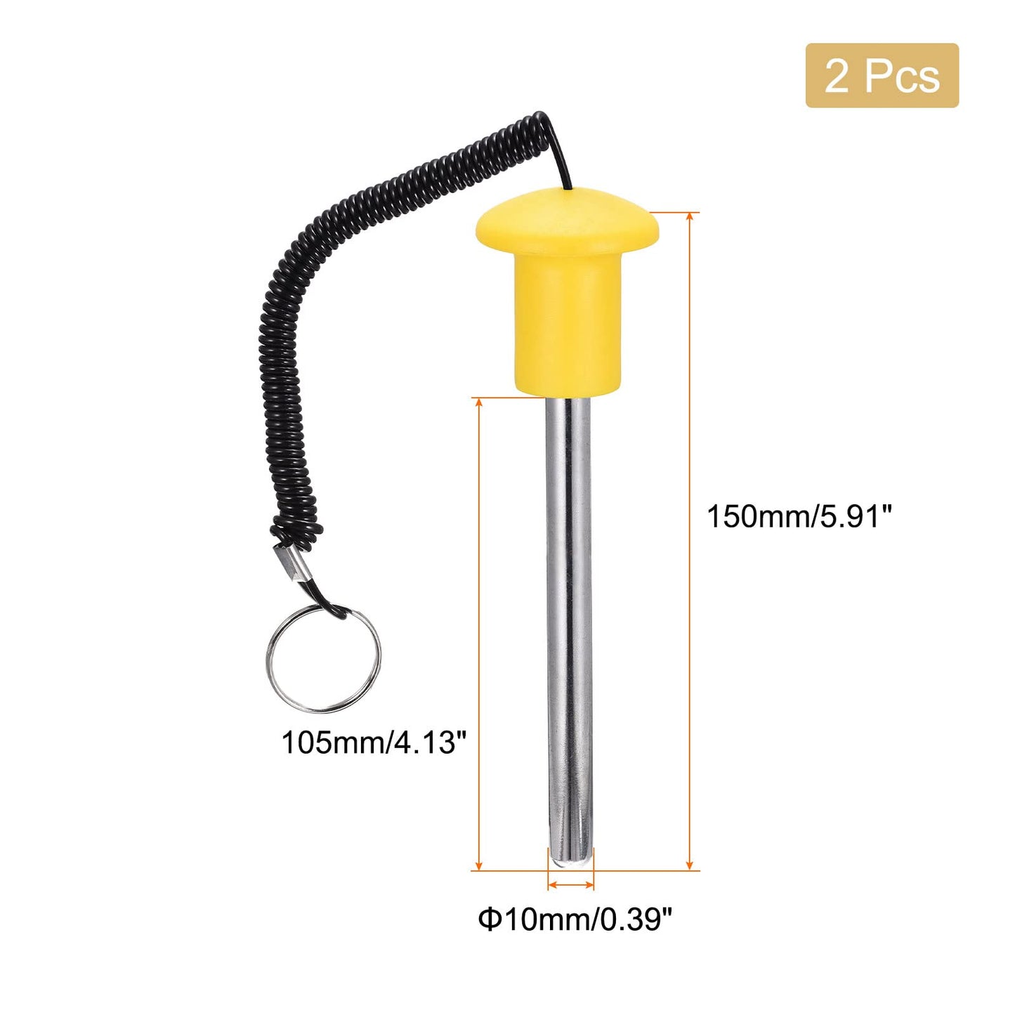 uxcell 10mm x 105mm Weight Stack Pin with Pull Rope Magnetic Strength Training Equipment Accessories for Fitness Training Yellow 2pcs