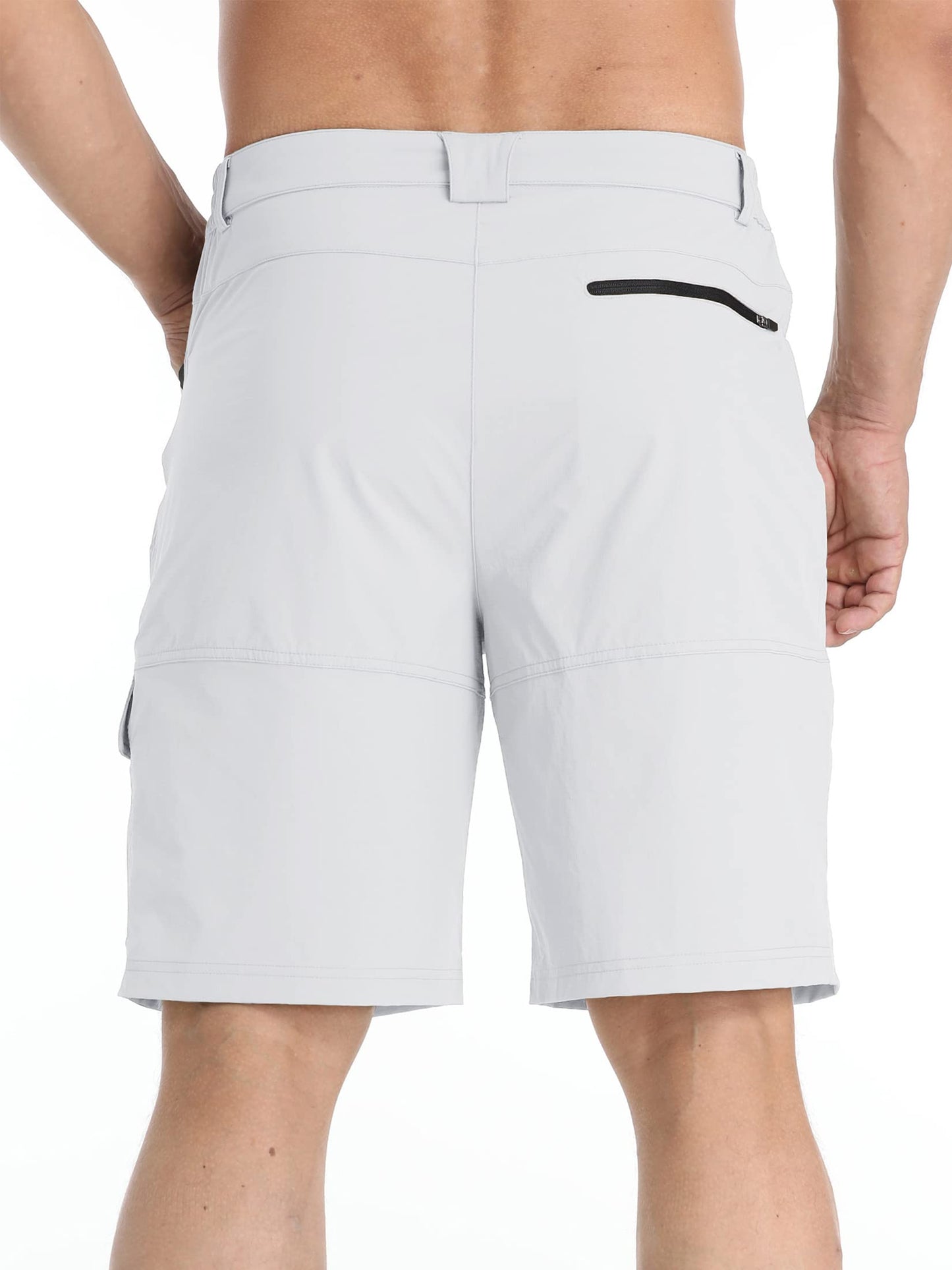 TACVASEN Mens Golf Shorts 10" Cargo Casual Dress Shorts Quick Dry Water Resistant Summer Hiking Travel Business Zipper Pockets White 38
