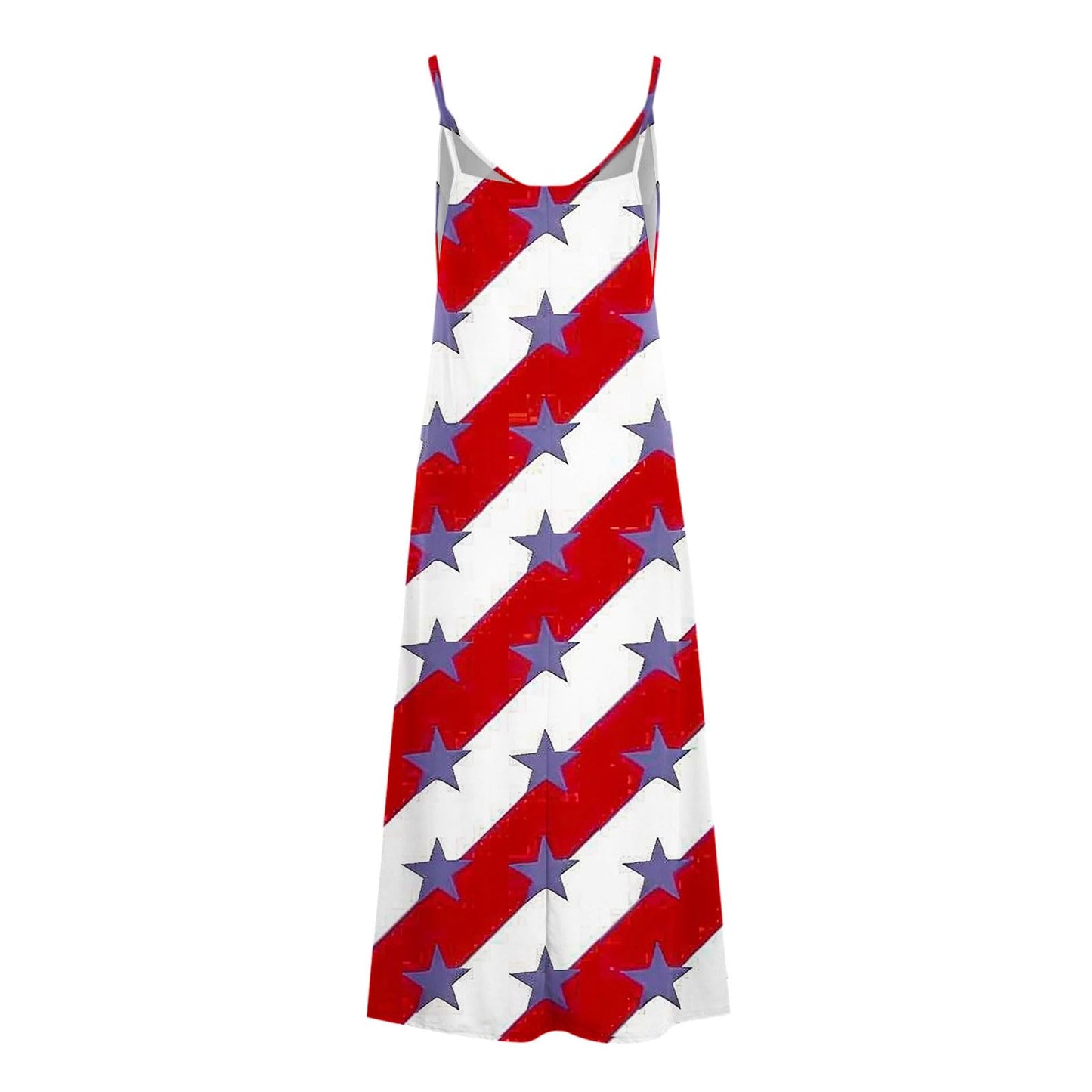 Deal of The Day Prime Today Only Summer Dresses for Women 2024 Trendy Stars Strips Printed Sleeveless V Neck Patriotic Sundress 4th of July Maxi Dress