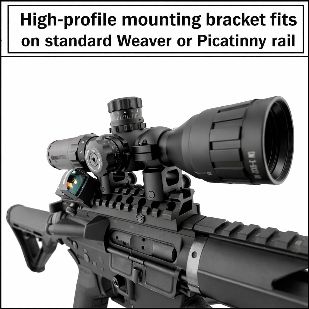 360 Tactical 1-Inch High Profile Short Riser Mount - Matte Black Picatinny for Scopes & Optics | 90° & 45° Angles