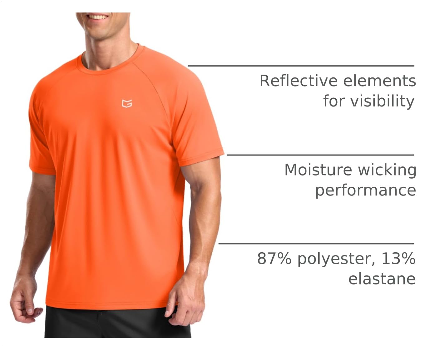 G Gradual Men's Athletic Workout T-Shirts Moisture Wicking Cooling Running Shirts Short Sleeve Performance Tee for Gym Tennis(Orange,4XL)