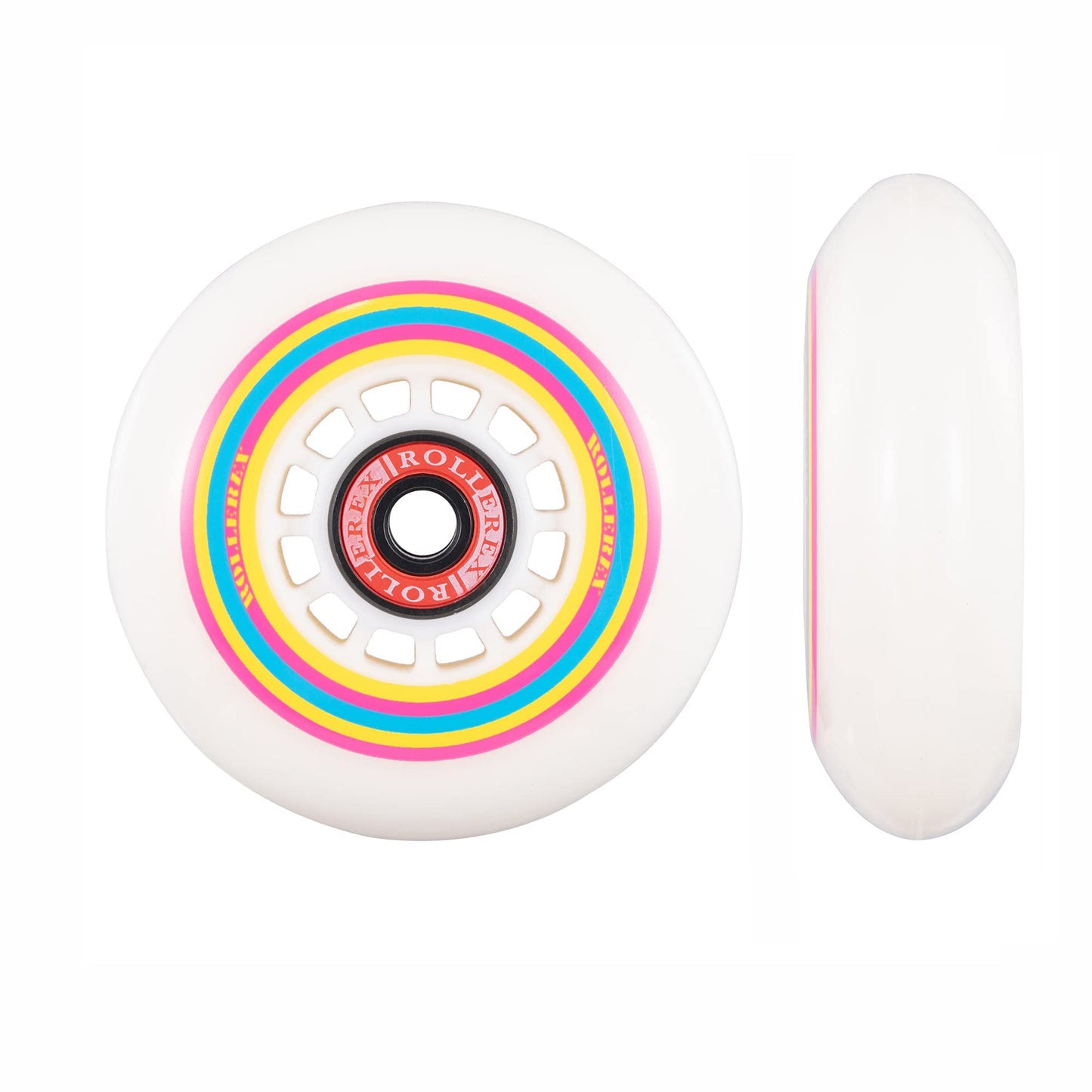 Rollerex Lollipop Boardwalk Inline Skate Wheels – 2-Pack 85A Polyurethane Indoor Outdoor Roller Blade Wheels – Smooth Ride with Optional Bearings, Spacers & Washers (76mm)