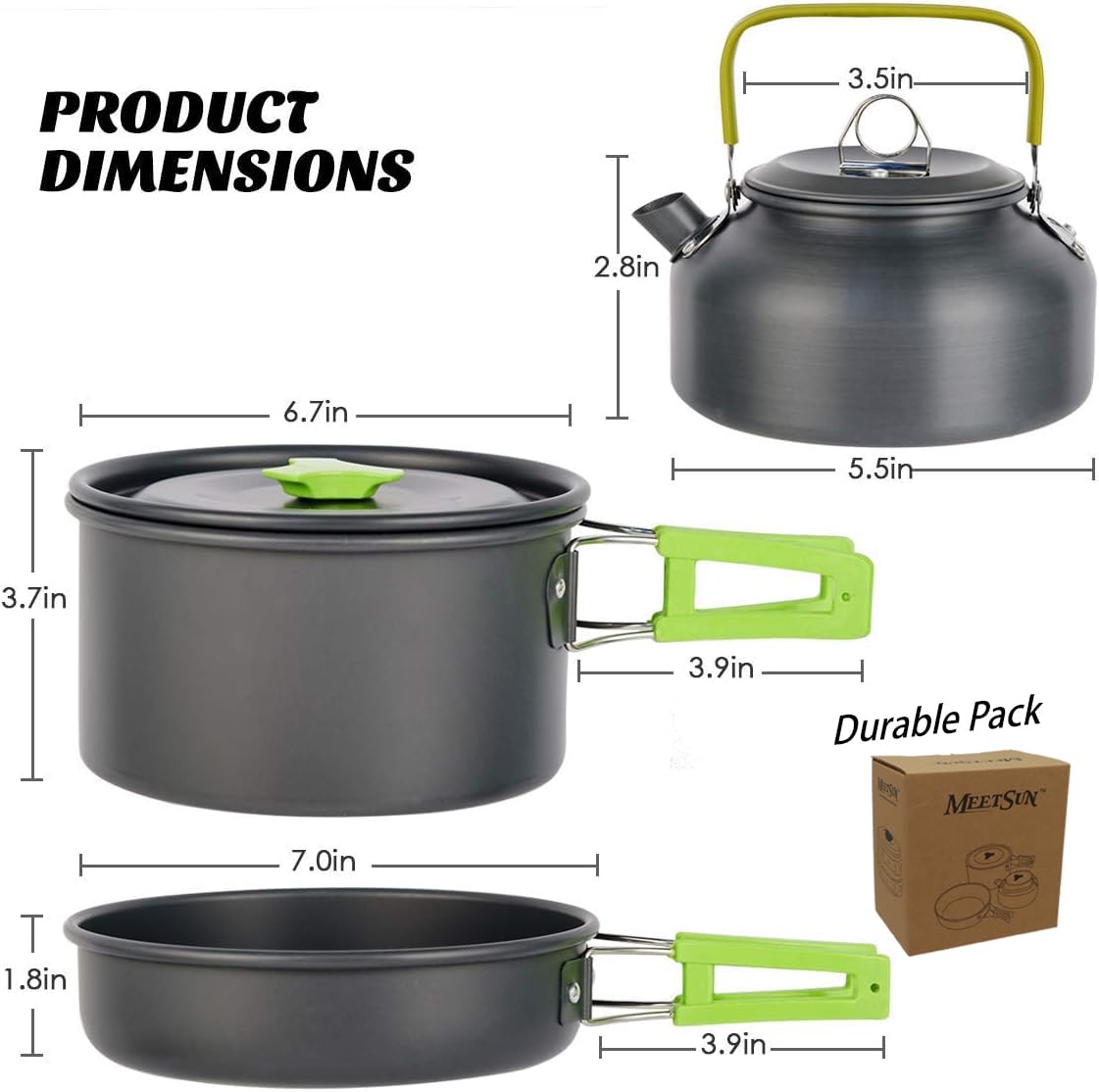 MEETSUN Camping Cooking Set with 1.5L Pot, Camping Cookware Set for 2-3 Person,Camping Mess Kit with Kettle,Camping Pot Pan Set with Chopping Board Folding Tableware for Camping Hiking Bcakpacking