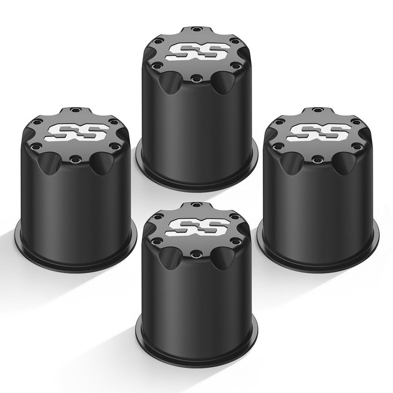 CartClan Golf Cart Black SS Center Cap Cover, Suitable for 2.65" Dia Bore Wheel Rim SS Chrome Plastic Center Caps for EZGO Golf Cart Wheel -4 Black Packs