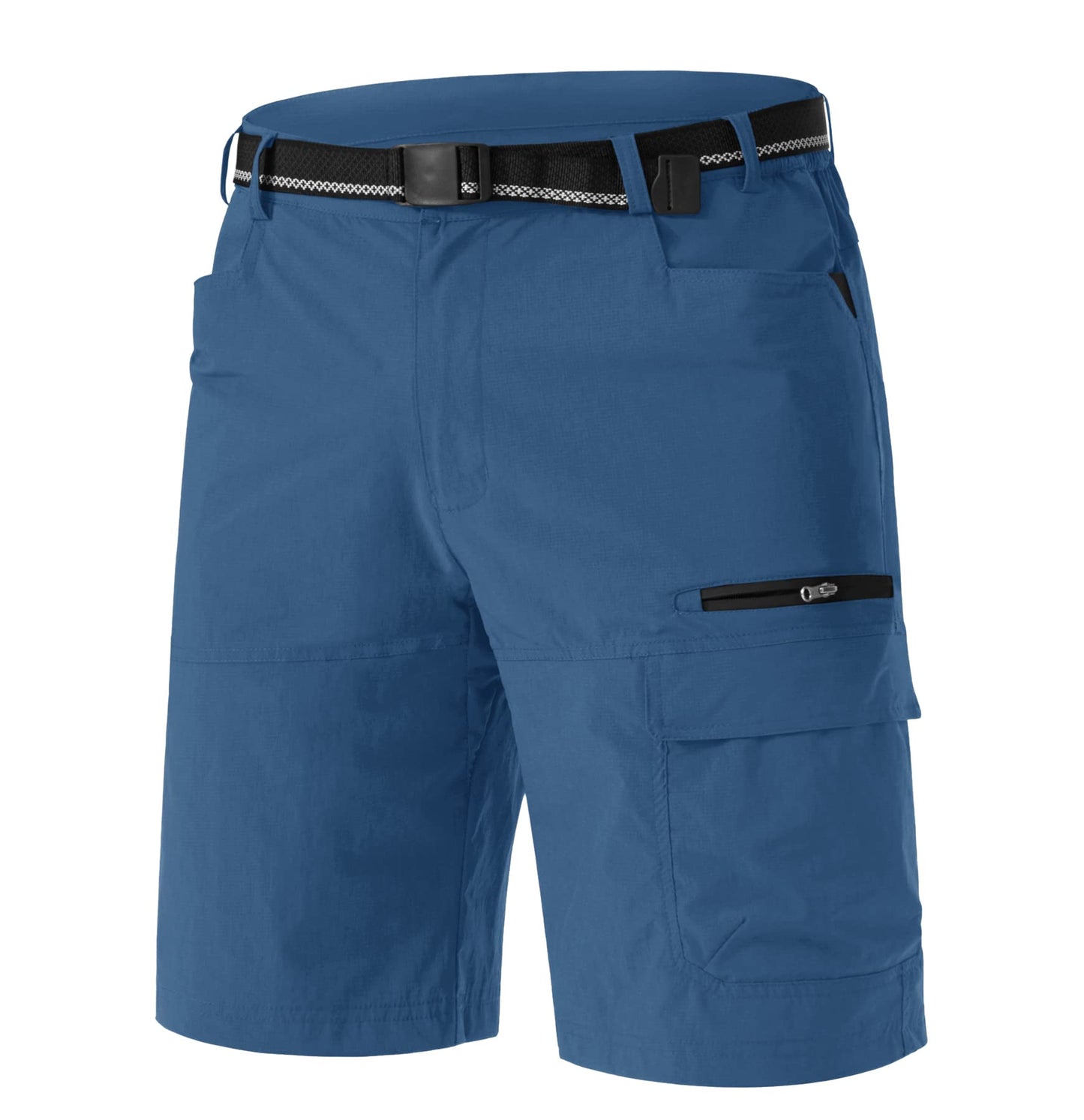 TACVASEN Mens Hiking Cargo Shorts Lightweight Quick Dry Summer Casual Dress Shorts with Zipper Pockets Golf Hiking Work Blue Grey 30