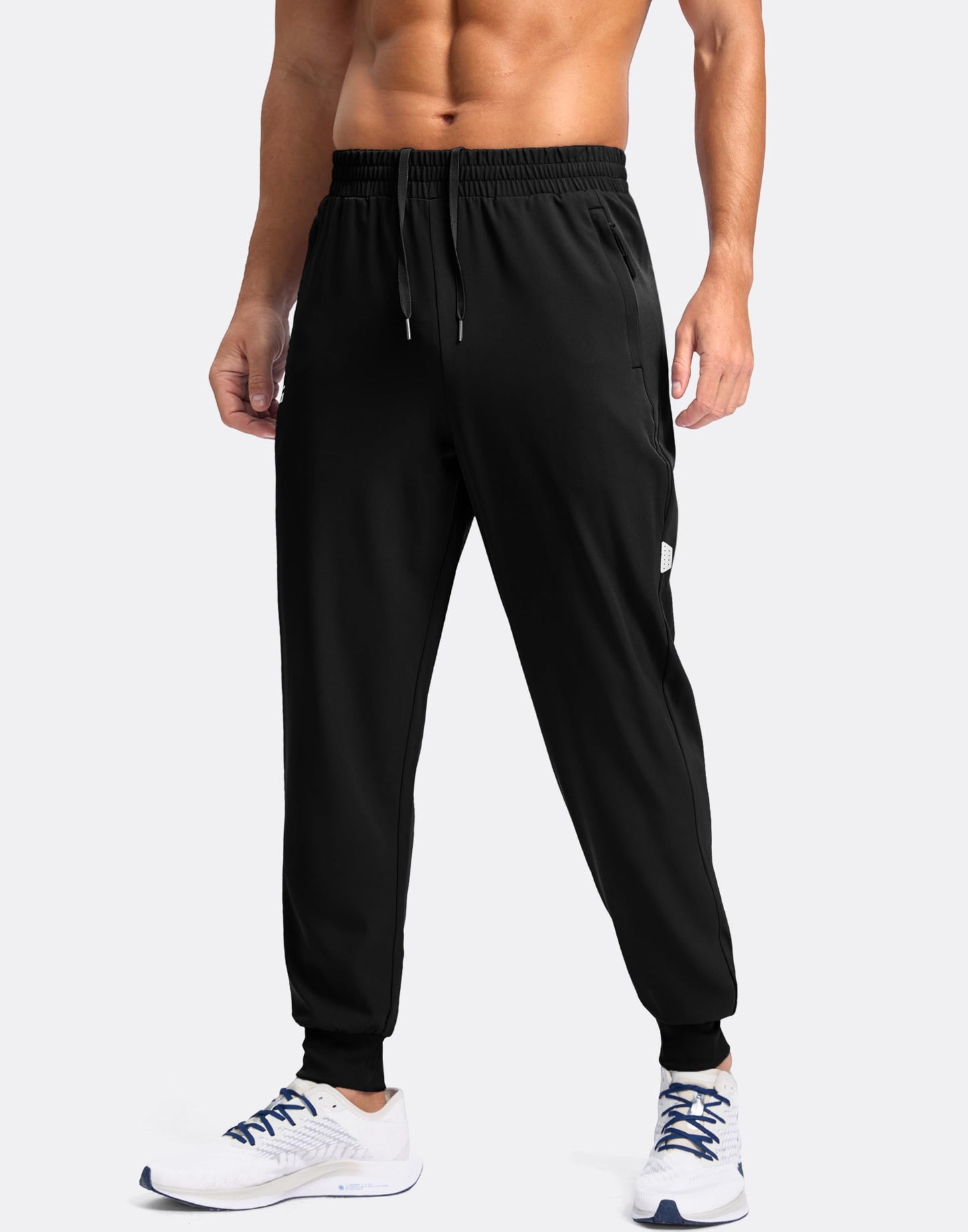 G Gradual Men's Joggers with Zipper Pockets Lightweight Athletic Workout Pants Quick Dry Sweatpants for Men Running Hiking(Black,L)