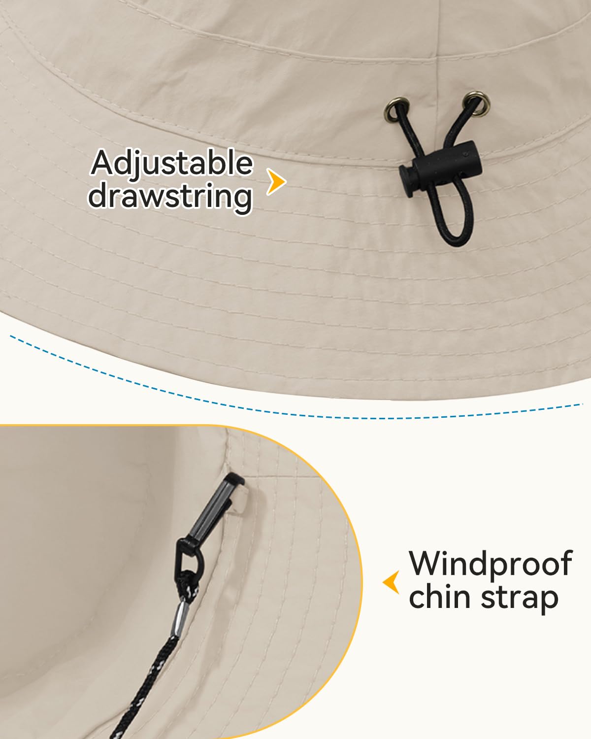 Rain Hat for Women Waterproof - Foldable Safari Hat Sun UV Protection & Rainproof Bucket Hats Perfect for Rainy Days, Beach, Fishing, Hiking and Outdoor Adventures Khaki