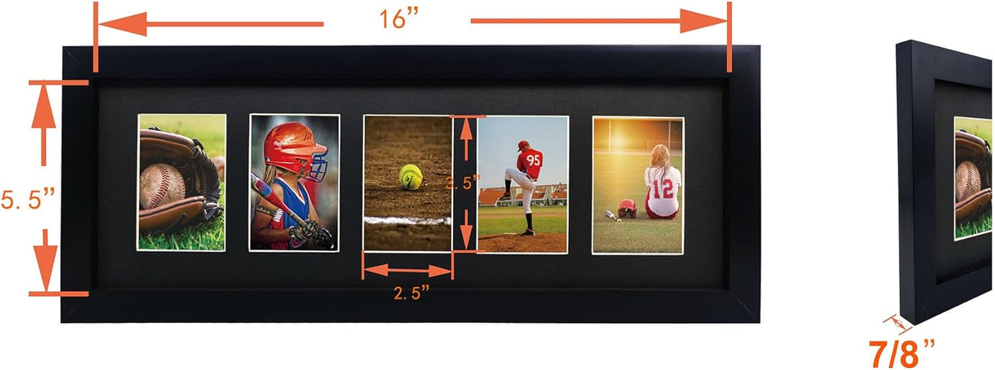 Trading Card Display Frame - 2 Pack for 5 Standard Cards | UV Protection, Black Double Mats, Sports Collector Wall Holder