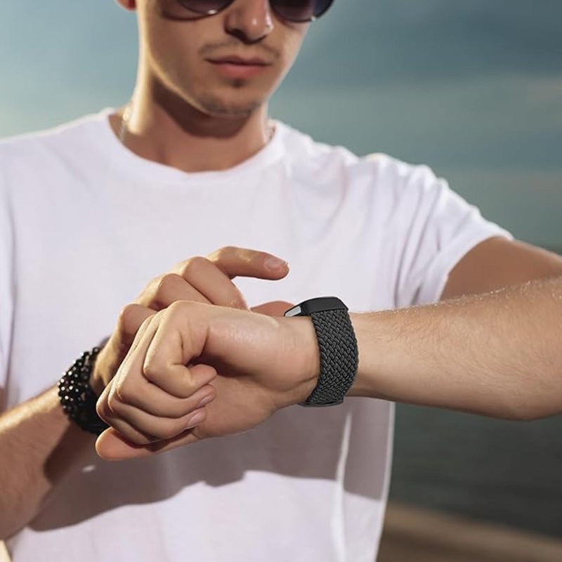 Issinlky Nylon Braided band Compatible with Fitbit Charge 6/5, Elastic Band for Fitbit Charge 5/6 Women Men