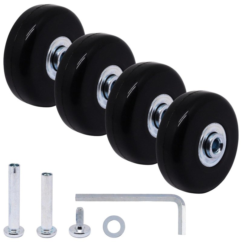 ZHMEINA 50mm x 18mm Luggage Wheels Replacement Set, Suitcase Replacement Wheels, Set of 4 PU Roller Swivel Wheel with Bearing ID 6mm, Axles 32mm & 36mm, for Trolley Carry-on Roller Travel Bags
