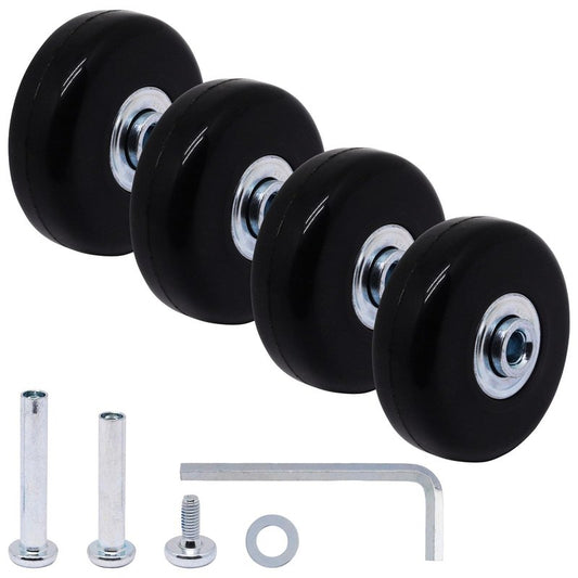 ZHMEINA 50mm x 18mm Luggage Wheels Replacement Set, Suitcase Replacement Wheels, Set of 4 PU Roller Swivel Wheel with Bearing ID 6mm, Axles 32mm & 36mm, for Trolley Carry-on Roller Travel Bags
