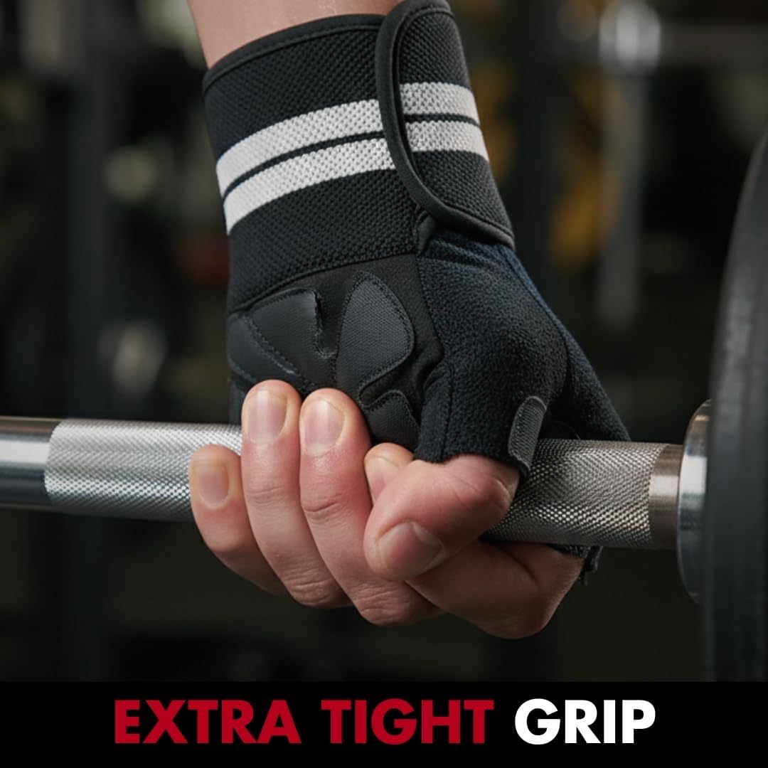 Fit Active Weight Lifting Gloves with Wrist Wraps - Ventilated Gym Workout Gear for Men & Women