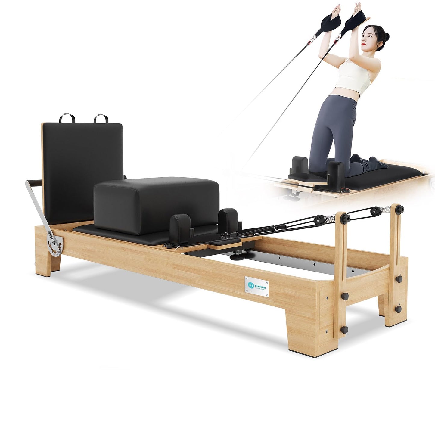 JOYRIDER Pilates Reformer Machine, Pilates Reformer Workout Machine for Home Gym, Studio Grade Pilates Machine Equipment Bundle with 6 Springs,Padded Jump Board-Up to 992 lbs Weight Capacity(Black)