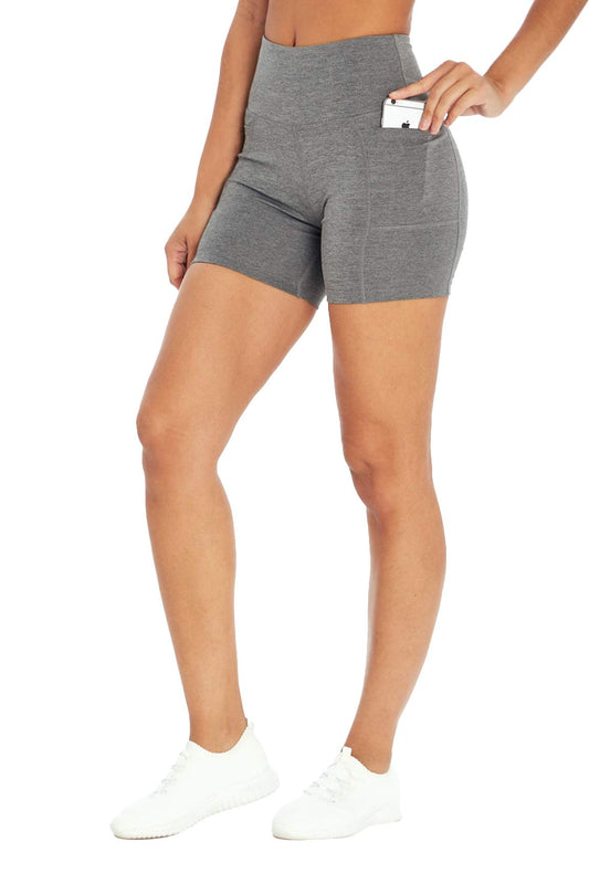 Bally Total Fitness High Rise 5" Pocket Short, Heather Charcoal, X-Large