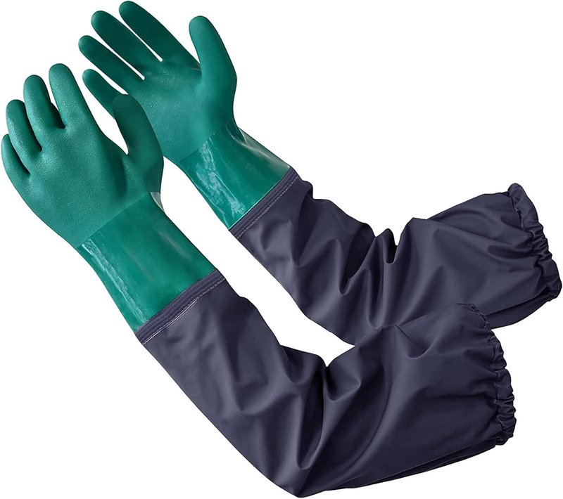 Full Arm Pond Gloves - Extra Long Waterproof with Cotton Lining | 25-Inch for Pond Cleaning
