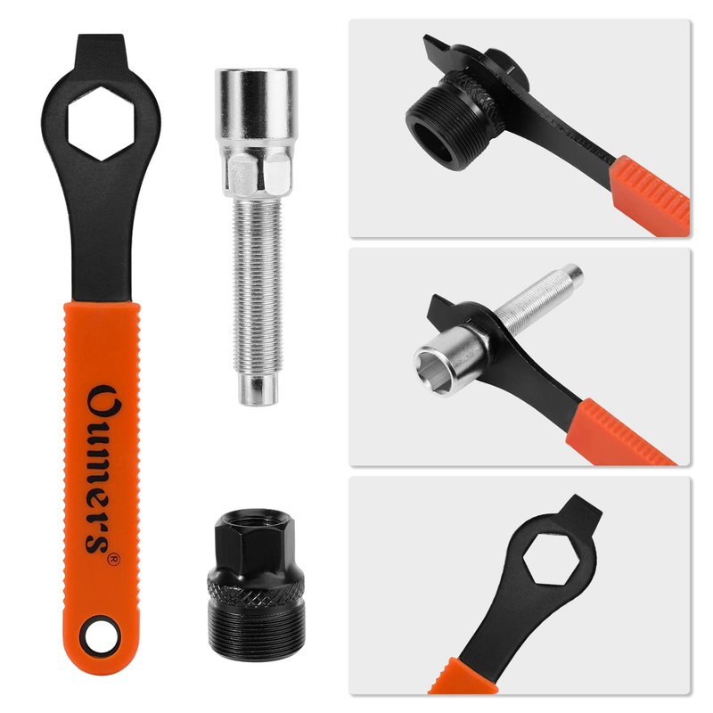 Oumers Crank Puller Bike Tool, Bike Crank Extractor + Bike Bottom Bracket Remover + 16mm Spanner Wrench + Hexagonal Wrench for Removing