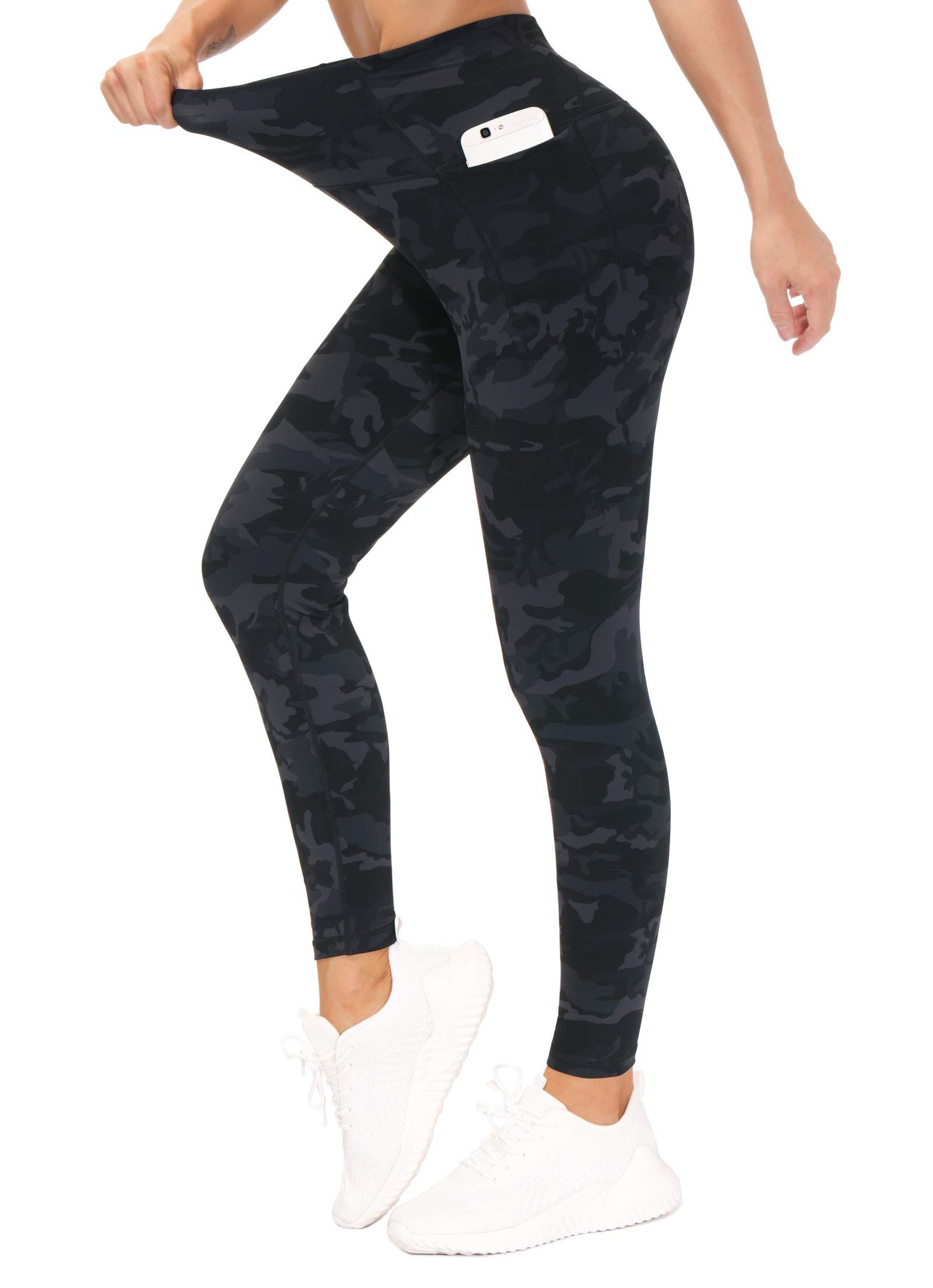 THE GYM PEOPLE Tummy Control Workout Leggings with Pockets Print High Waist Athletic Yoga Pants for Women Running, Fitness