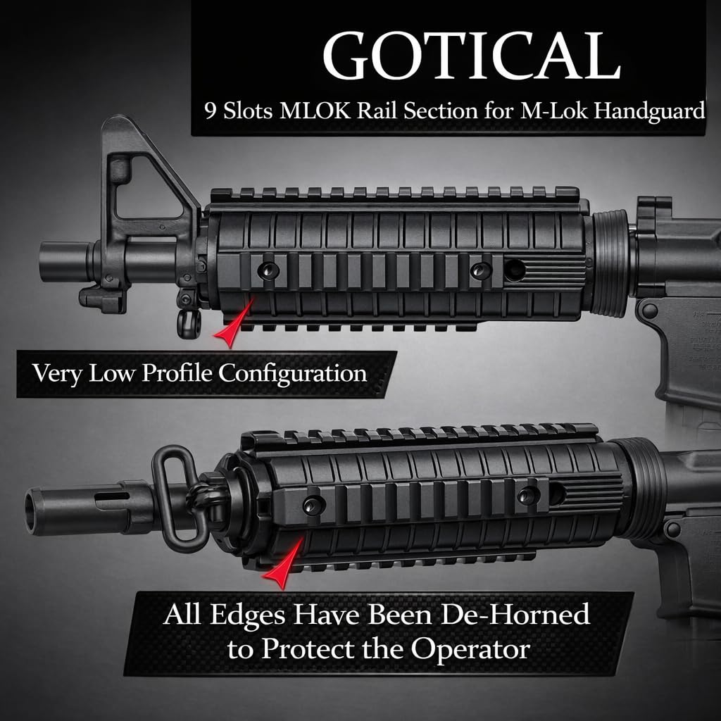 Gotical Multi Slots Mlok to Picatinny Rail Adapter | Set of 9 Slot Ar Picatinny Rail System
