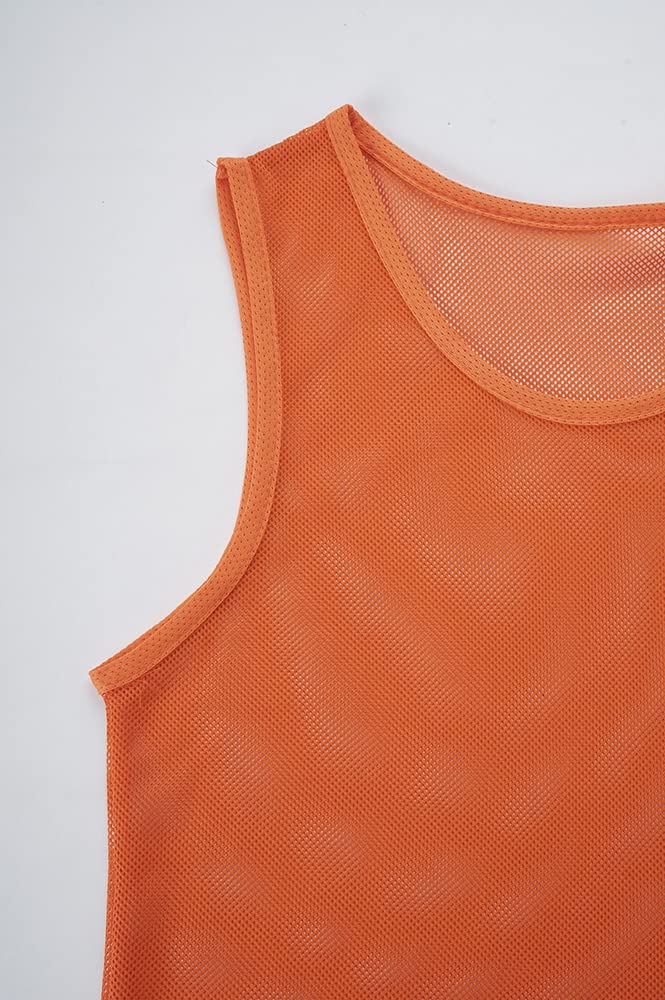 LTHYTY 12 Pack Scrimmage Vest/Team Training Jerseys/Sports Pinnies/Practice Jerseys/Soccer Bibs with Carry Bag (as1, Alpha, m, Regular, Regular, Orange)