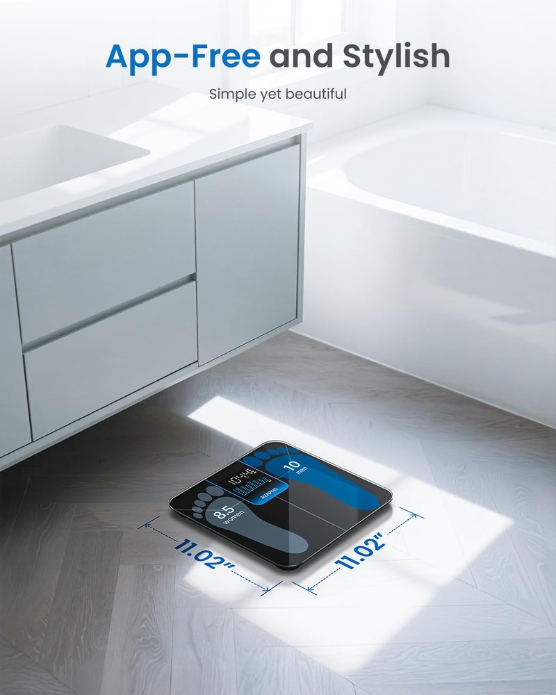 RENPHO Digital Bathroom Weight Scale - Accurate Body Weight Measurement with Large LED Display | 400lbs Capacity, 11.02” Size
