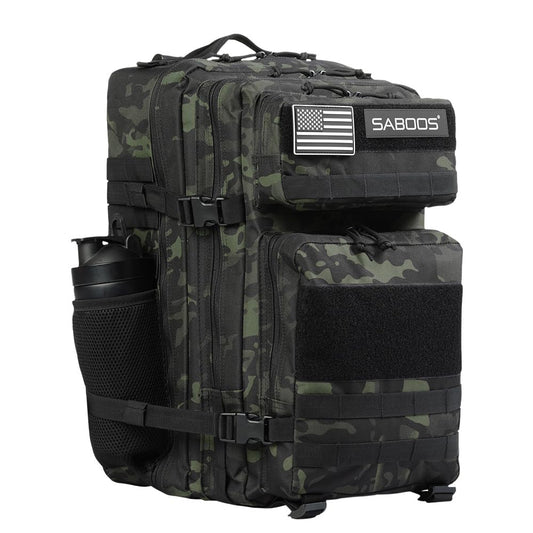 Saboos 45L Tactical Military Backpack for Men Gym Backpack Camping Travel Work Fitness Large Rucksack Black CP