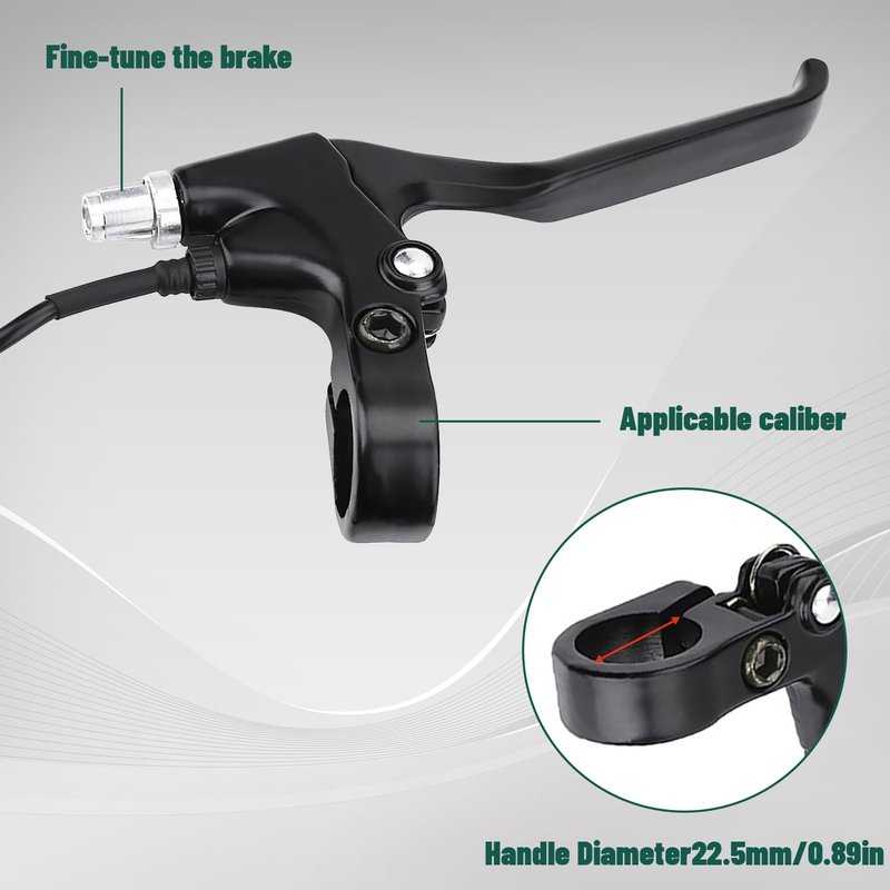 Yulatik 1 Pair 2 Wires Bike Brake Levers, 5.6 FT Durable Left & Right E Bike Bicycle Electric Brake Lever Accessories for 22.5mm Handlebar Mountain Bike, Road Bike