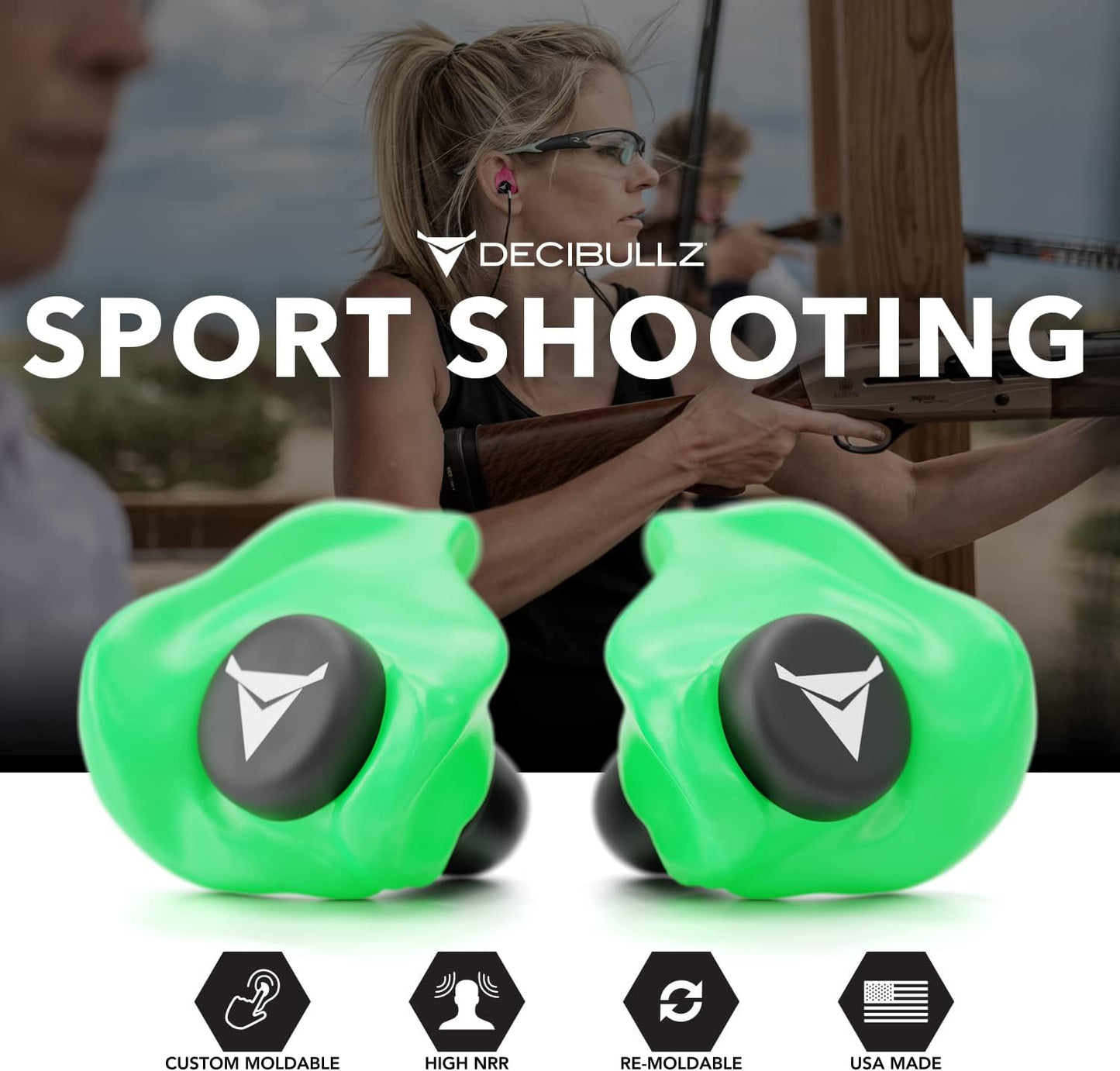 Decibullz Custom Molded Earplugs - 31dB Noise Reduction | Comfortable Hearing Protection for Shooting, Travel, and Concerts