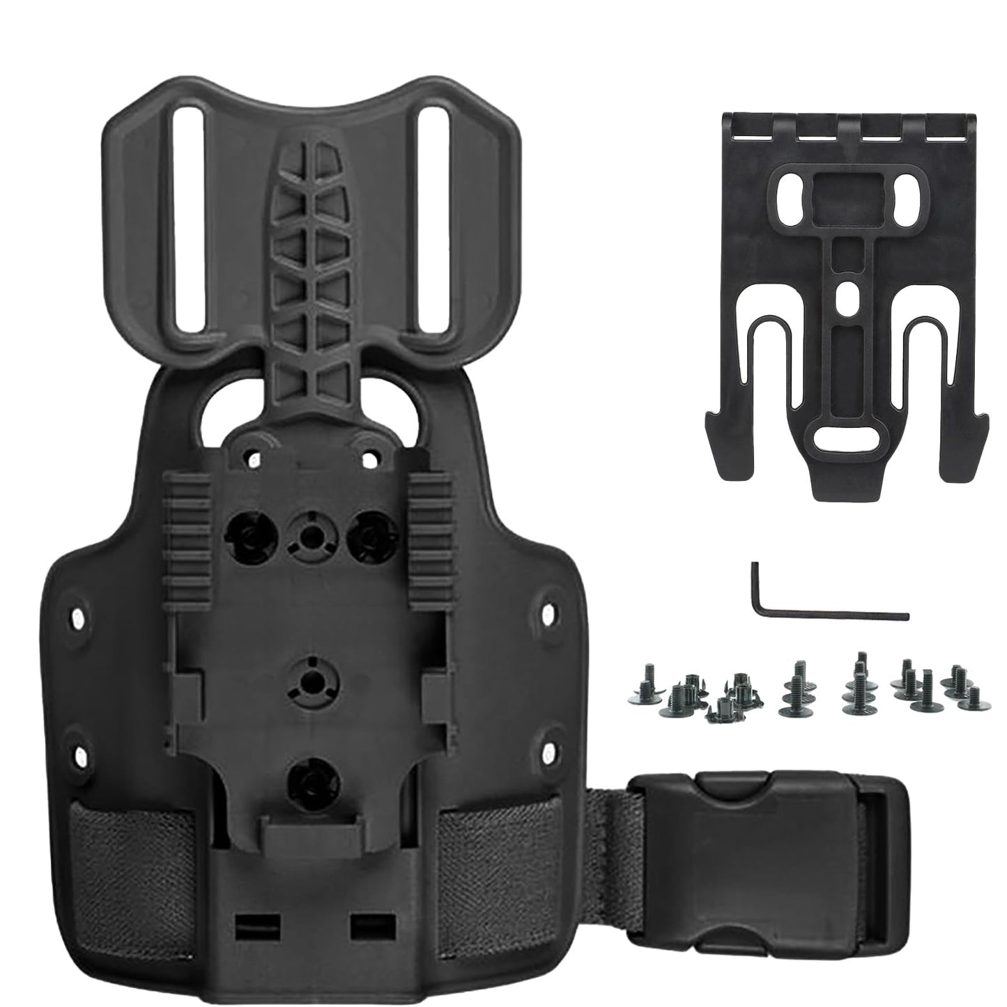 WGLILO Drop Flex Adapter and QLS 19 22 for Quick Lock System Kit with Single Strap Platform Leg Guard for Holsters, Black