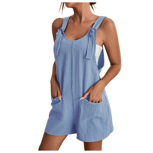 yardsong Clearance Rompers for Women 2024 Summer Trendy Casual Short Overalls Sleeveless Adjustable Straps Jumpsuits with Pockets Holiday Gifts