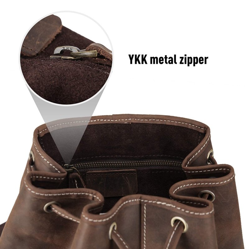 Polare Vintage Full Grain Leather Rucksack Backpack Casual Travel Satchel Bag Daypack For Men Women