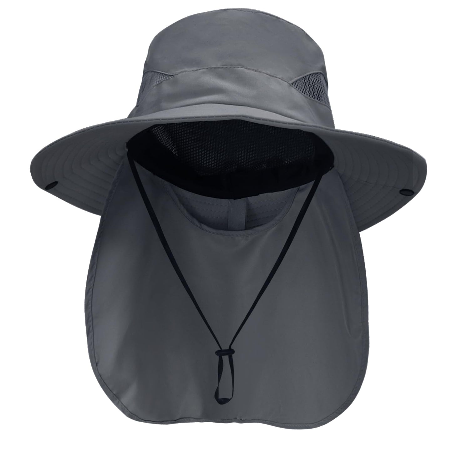 NPQQUAN Sun Hats for Men Women with Neck Flap UPF 50+ UV Protection Wide Brim Bucket Hat Safari Hiking Fishing Hats Darkgray（Neck Flap）