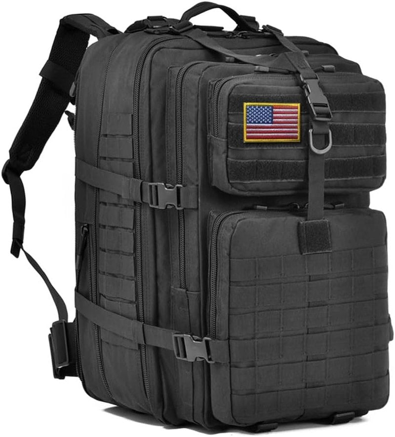 Tactical Backpack - 64L Military Molle Bag for Hiking | Black Durable Design