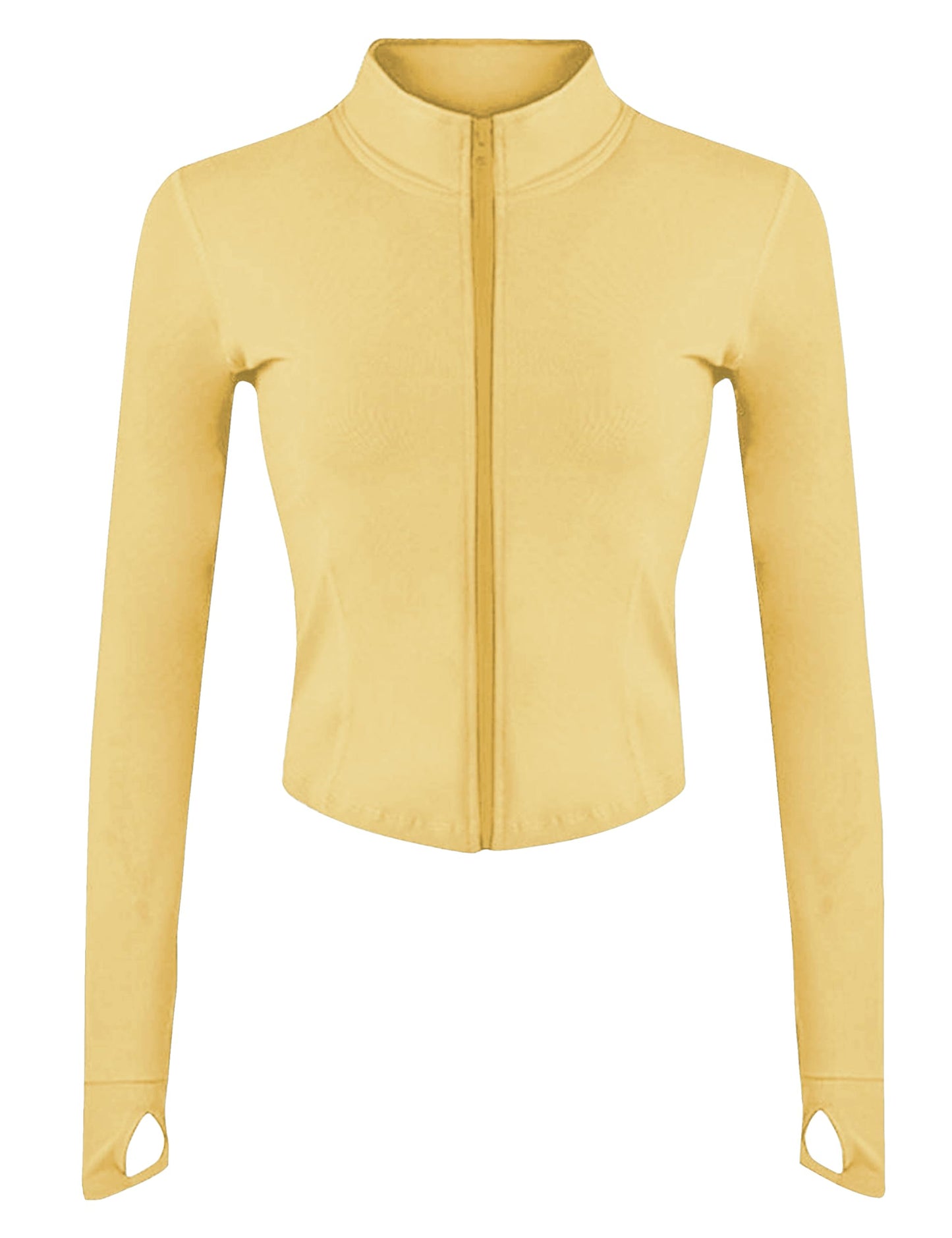 Lviefent Womens Lightweight Full Zip Running Track Jacket Workout Slim Fit Yoga Sportwear with Thumb Holes (Yellow-XS)