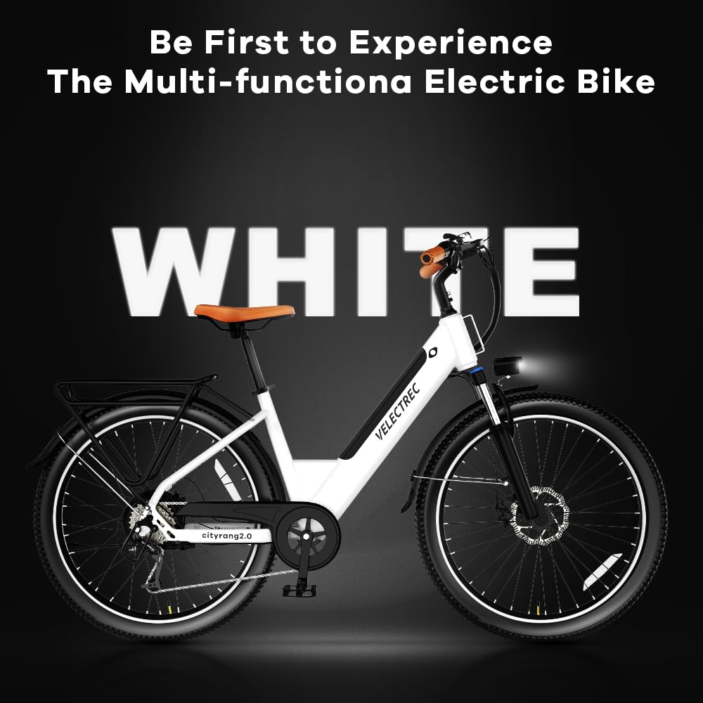 VELECTREC Electric Bike for Adults Peak 1000w 528wh ebike-White