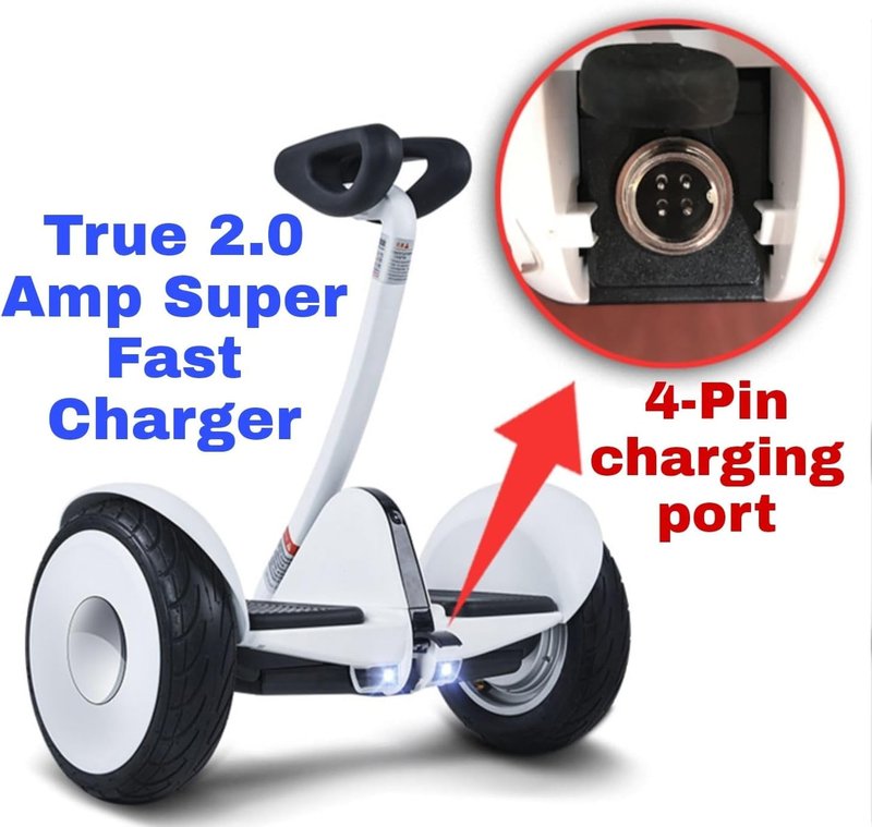 Suptopone Electric Scooter Charger 4 Prong for Ninebot S/S-MAX/Mini PRO/Mini lite, 63V 2A 4-Pin Connector Battery Charger Replacement Accessories with Ninebot by Segway Go Kart