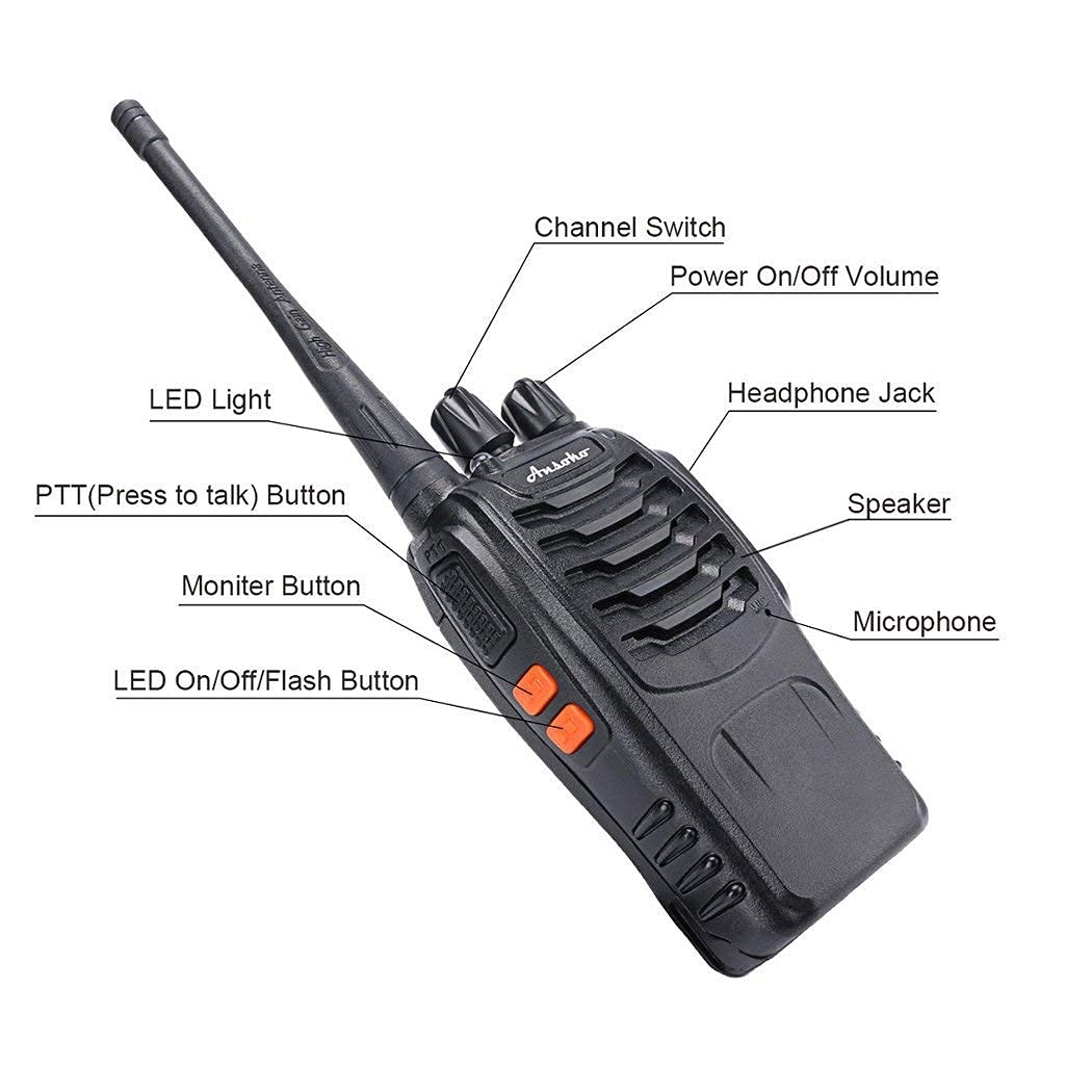 Ansoko Long Range Walkie Talkies Rechargeable Two Way Radios 16-Channel UHF 2-Way Radio for Adults (Pack of 4)