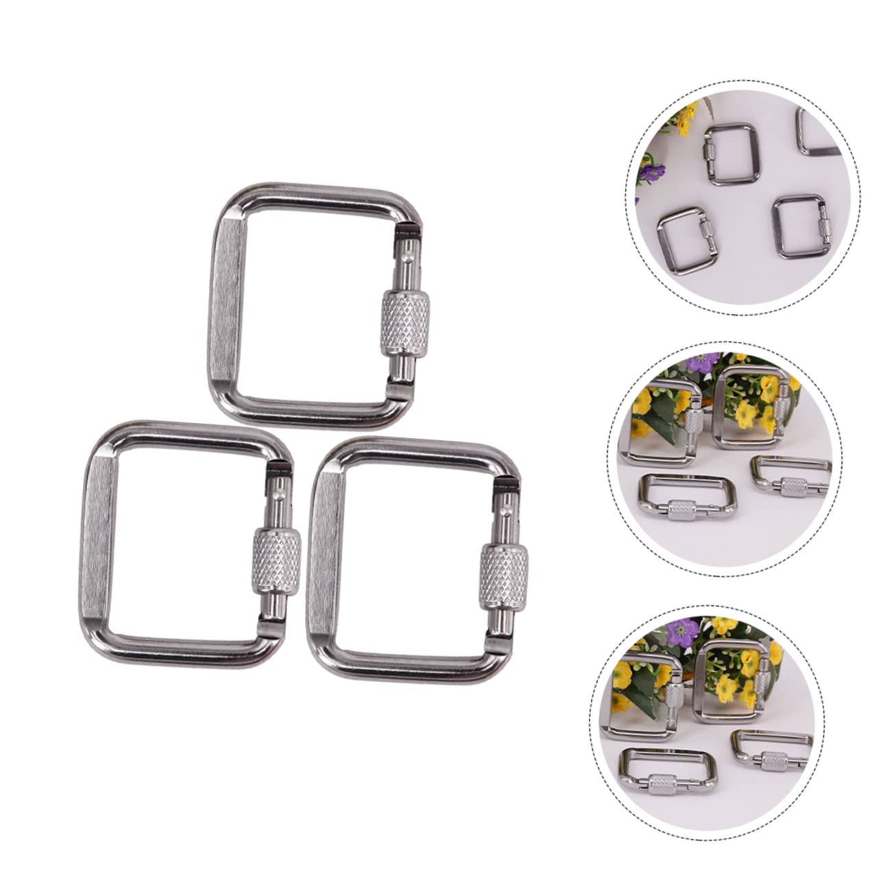 Toddmomy 6pcs Camping Button Heavy Duty Hook Metal Keychain Outdoor Hooks for Hanging Square Carabiners Lanyard Snap Hook Carabiner Buckle Outdoor Hiking Clasp Carabiner for Outdoor Trigger