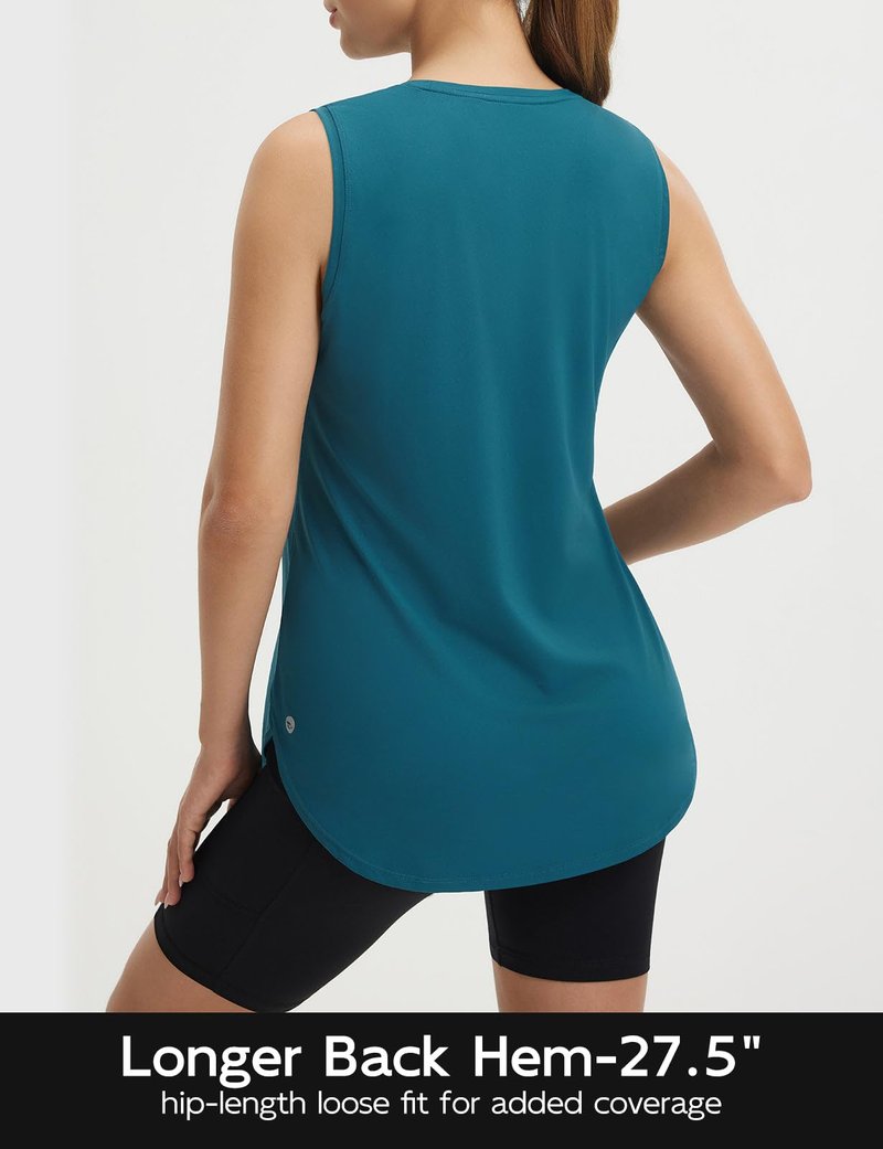baleaf Women's Sleeveless Workout Tank Tops Lightweight UPF50+ Soft Loose Fit Athletic Yoga Running Gym Shirts Blue L