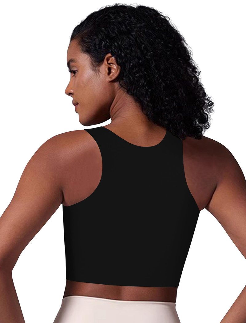 XUJI Seamless Chest Binder Women FTM Transgender Wireless Binder Sport Compression Bra Pullover Tank Top (B, M) Black