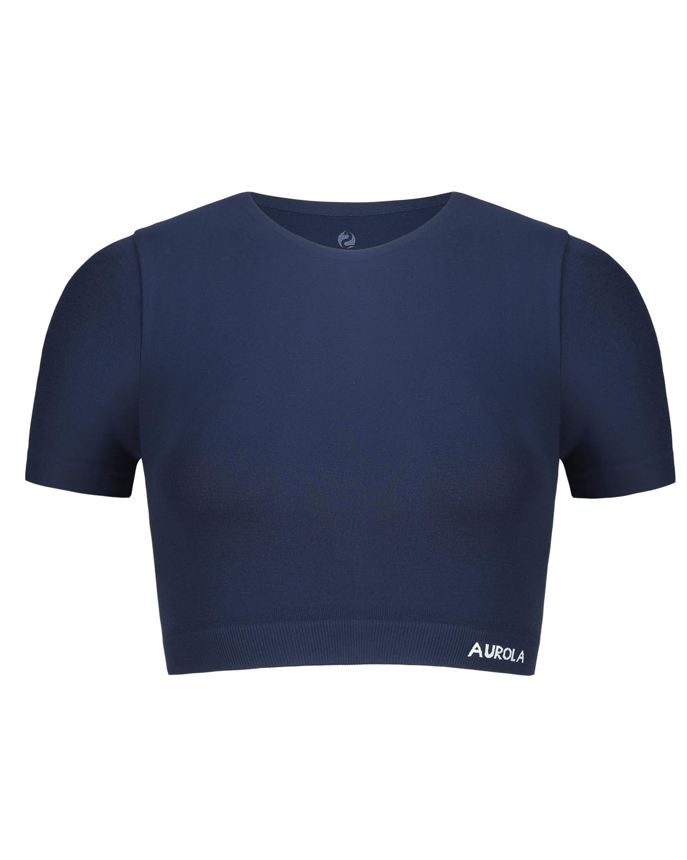 AUROLA Essentials Seamless Short Sleeve Crop Top for Women Workout Active Comfort Athletic Shirts Tee,Tuxedo Blue,M