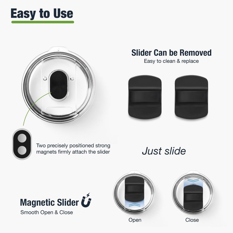 10 oz 295 ml Tumbler Lids for YETI,Magnetic Tumbler Lid Replacement for YETI,BPA Free 2 Pack Black Tumbler Lids