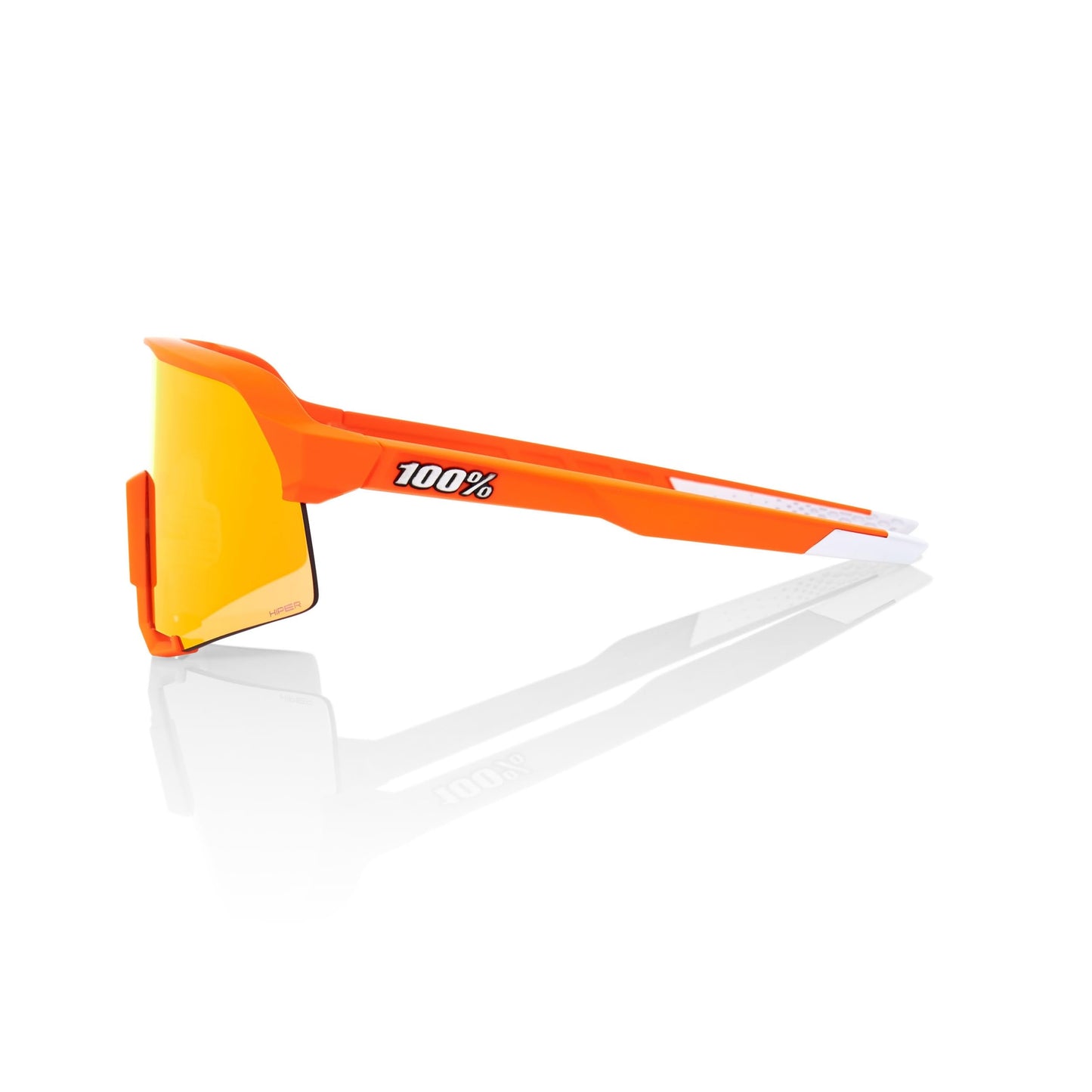 100% S3 Sport Performance Cycling Sunglasses (Soft Tact Neon Orange - HiPER Red Multilayer Mirror Lens)