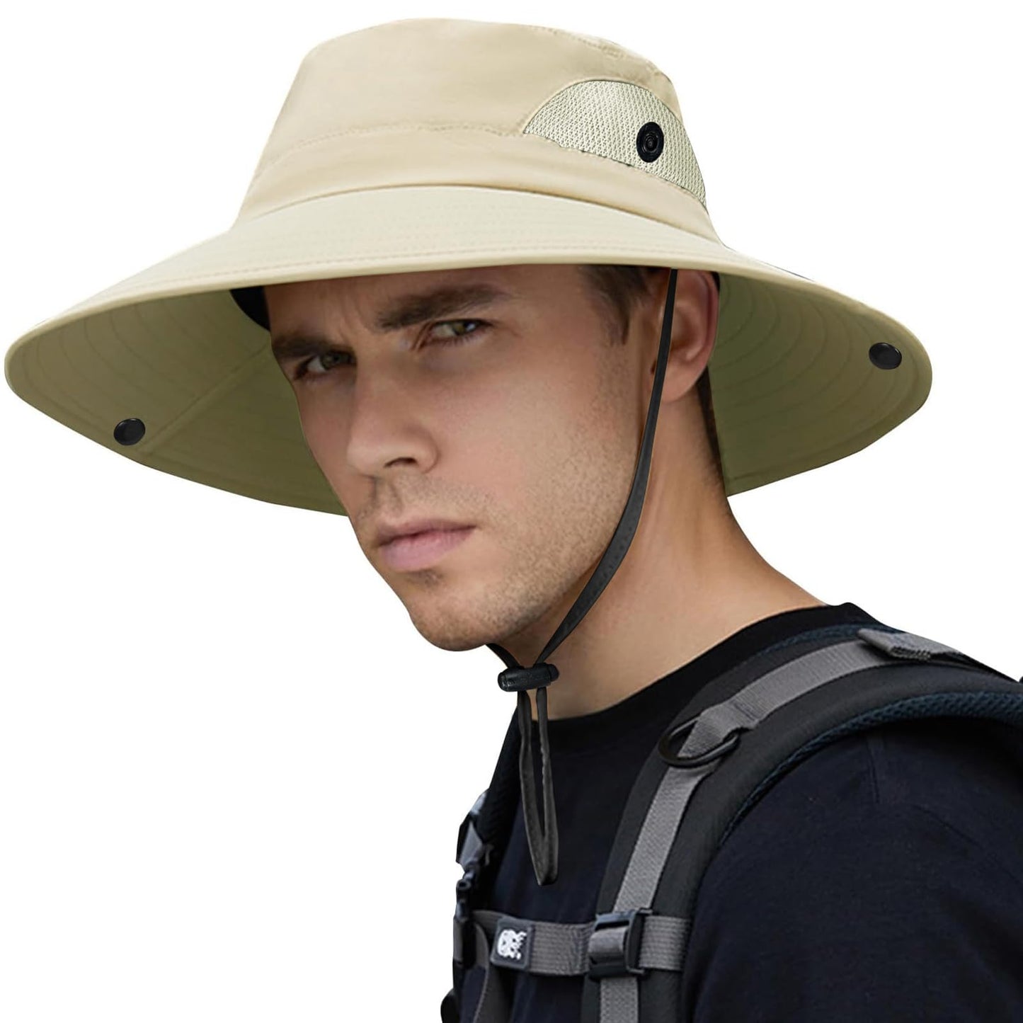 ZOORON Sun Hats for Men Women, Wide Brim Bucket Hats UV Protection UPF50+ Waterproof Boonie Hats for Fishing Hiking Camping (1Pack-Beige)