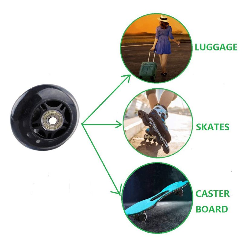 ORO 1 Pair Luggage Wheels Replacement 70mm Case Wheels with 8mm Bearings for Suitcase and Inline Outdoor Skate and Caster Board (70 * 19mm)
