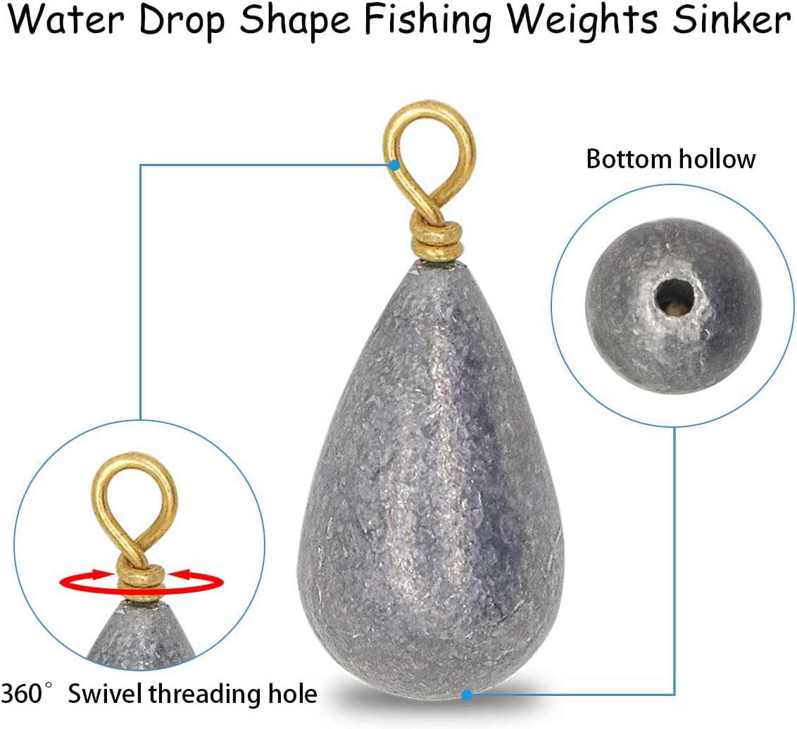 Fishing Weights Sinkers Kit - 25-Piece Assorted Bass & Catfish Weights for Saltwater & Freshwater Fishing