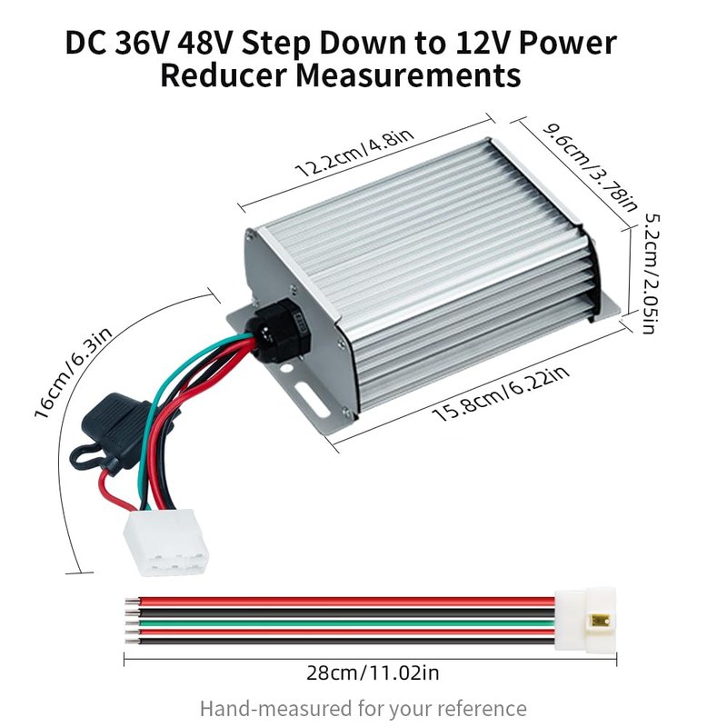 DC-DC 96V 84V 72V 60V 48V 36V to 12V 30A 360W Step Down Converter Voltage Reducer Regulator with Fuse for Golf Carts, Headlights, Taillights, Solar Panels and Radios