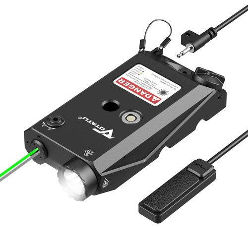 VOTATU V840 Laser Light Combo, Green/IR Laser 1500LM Flashlight for Rifle AR, Dual-Laser from One Output, Laser Flashlight Combo with Pressure Switch, Compatible with M-LOK Picatinny Rail