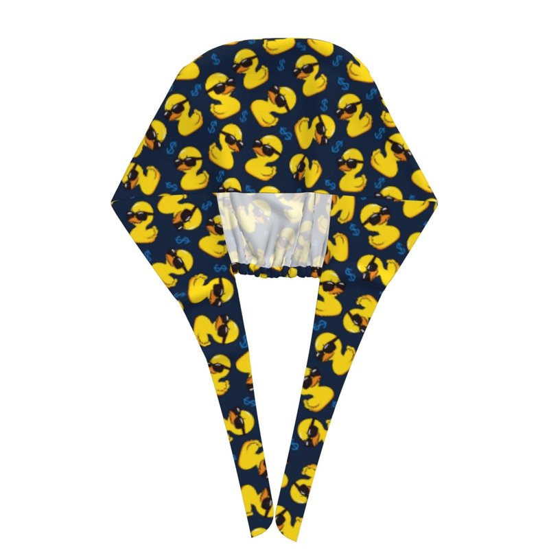 Funny Duck Working Cap with Sweatband Adjustable Scrub Cap for Women Men Tie Back Hat Nurse Surgical Caps