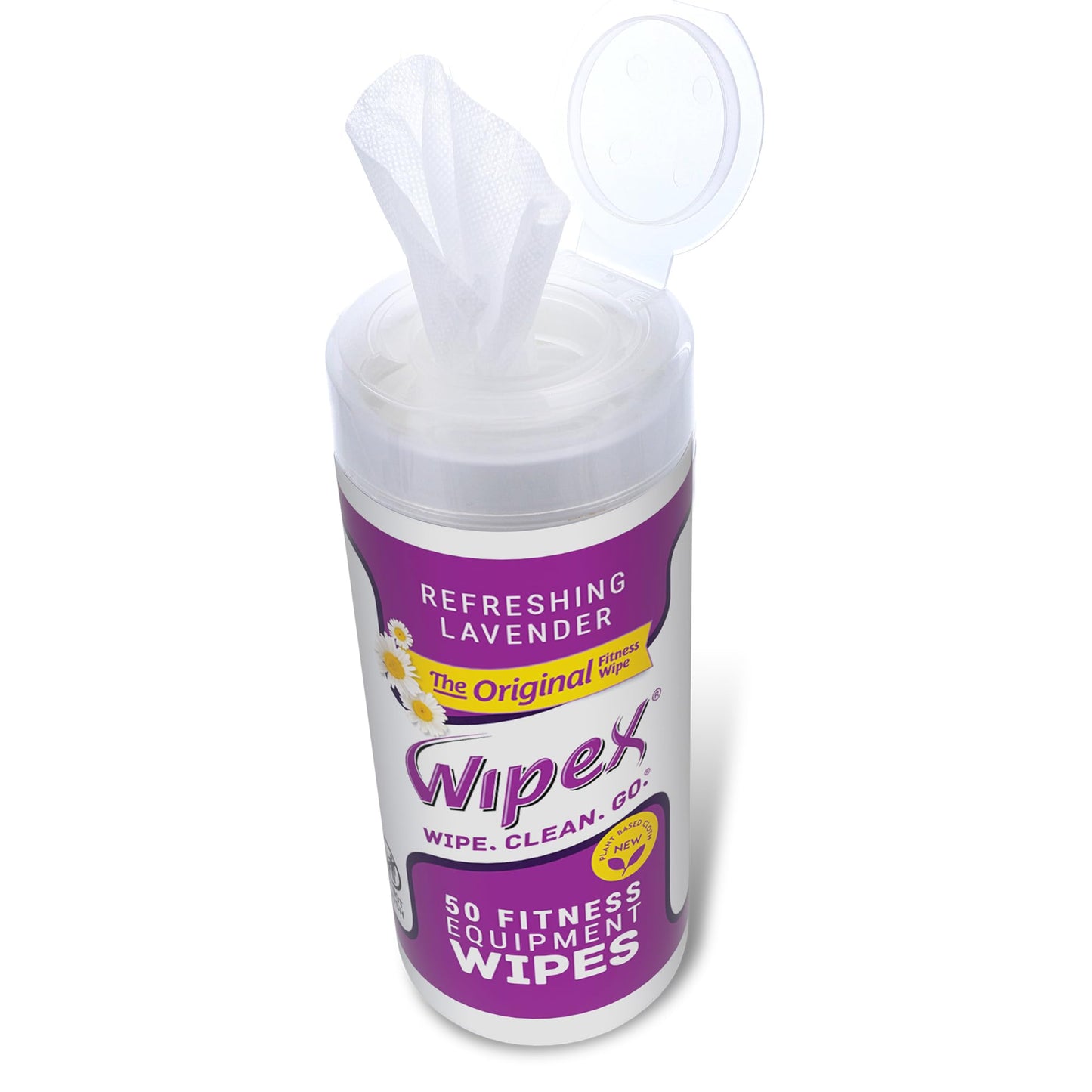 Wipex Original Fitness Equipment Wipes -Plant-Based No-Lint Cloth Gym Wipes for Workout Equipment, Yoga Mat Cleaner, Peloton Cleaner with Lavender Essential Oil & Vinegar, 50 Fitness Wipes